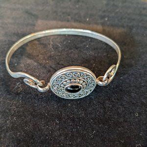 Sterling Bangle Bracelet w/ Black Onyx Stone